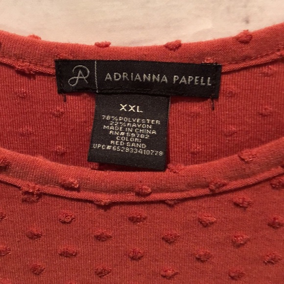 Adrianna Papell Swiss dot short sleeve salmon colored top XXL - Picture 2 of 5